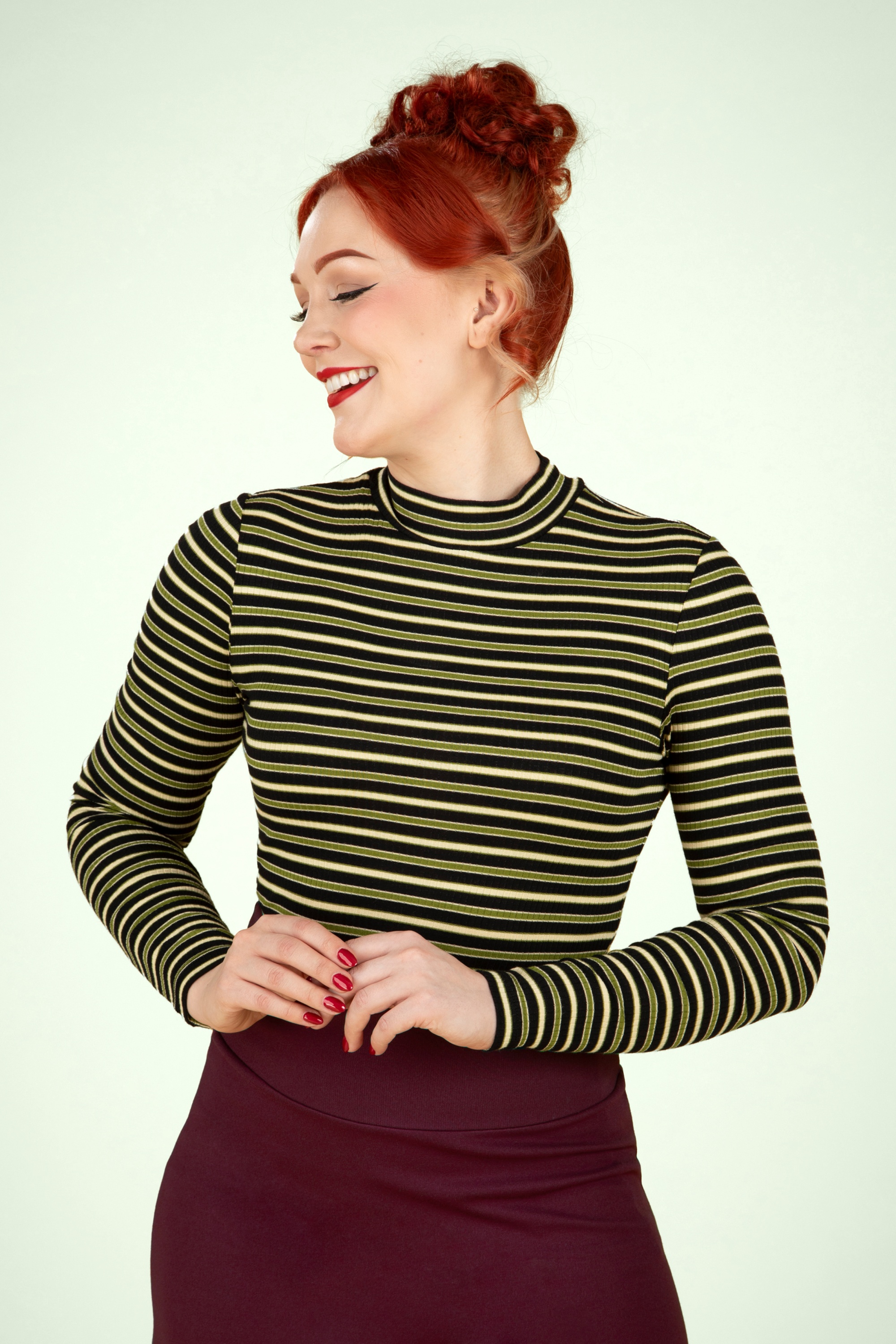 King Louie - Pimm stripe turtle top in woodbine groen 3