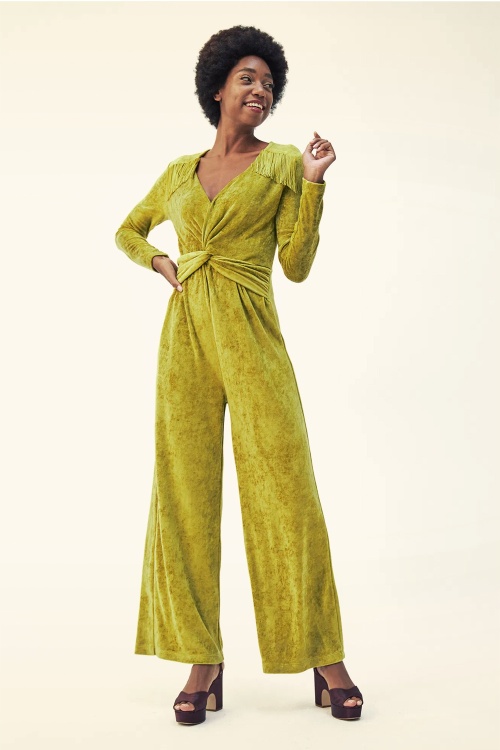 Mademoiselle YéYé - Tassel Tornado jumpsuit in kardemom groen