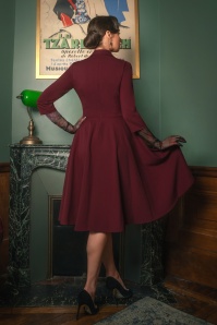 Vintage Diva  - Laura Lee swing jurk in bordeauxrood 3