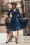 Vintage Diva - Cybele Satin swing jurk in navyblauw