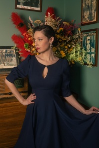 Vintage Diva  - The Graziella swing jurk in navyblauw 3