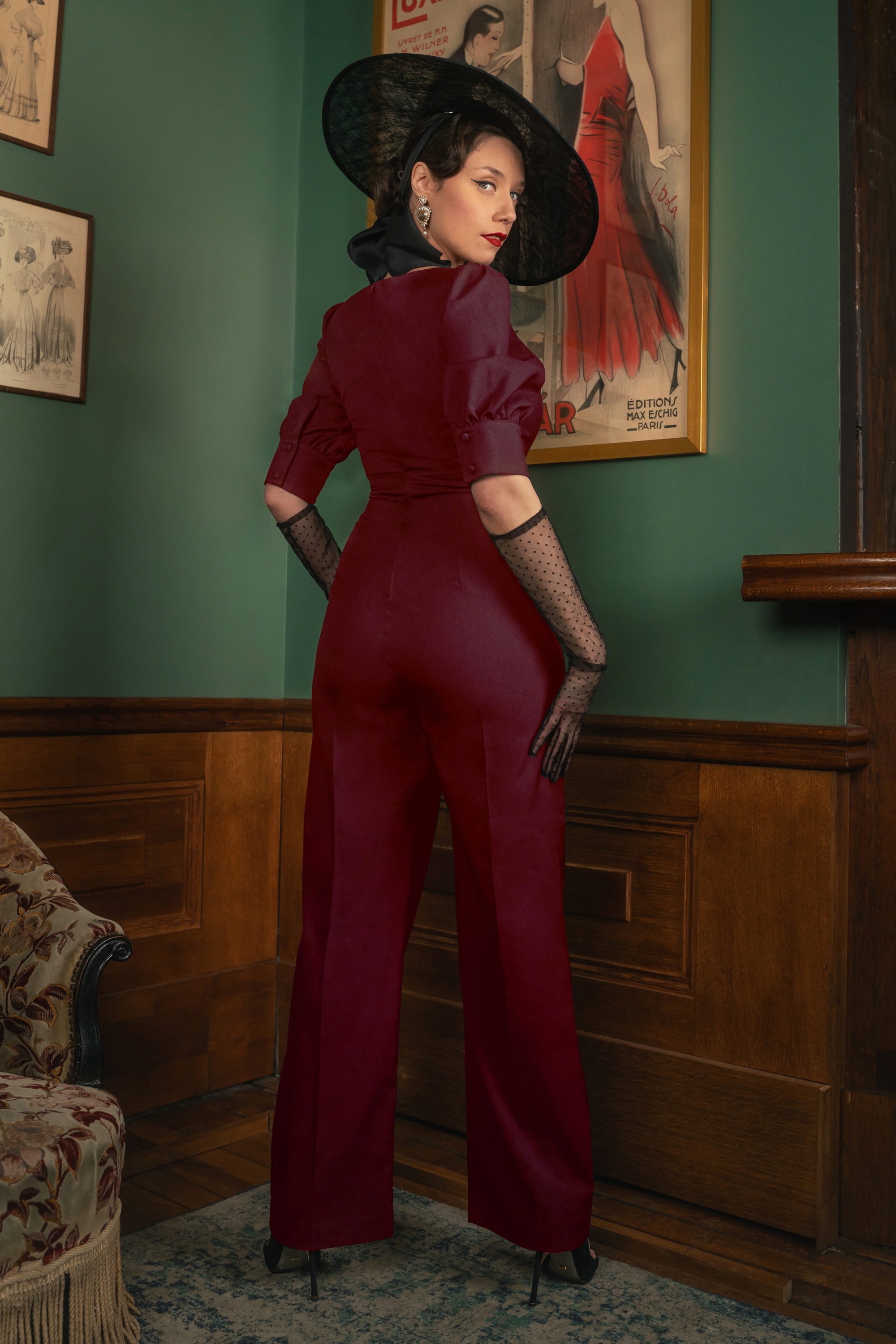 Vintage Diva  - The Graziella jumpsuit in bordeauxrood 5