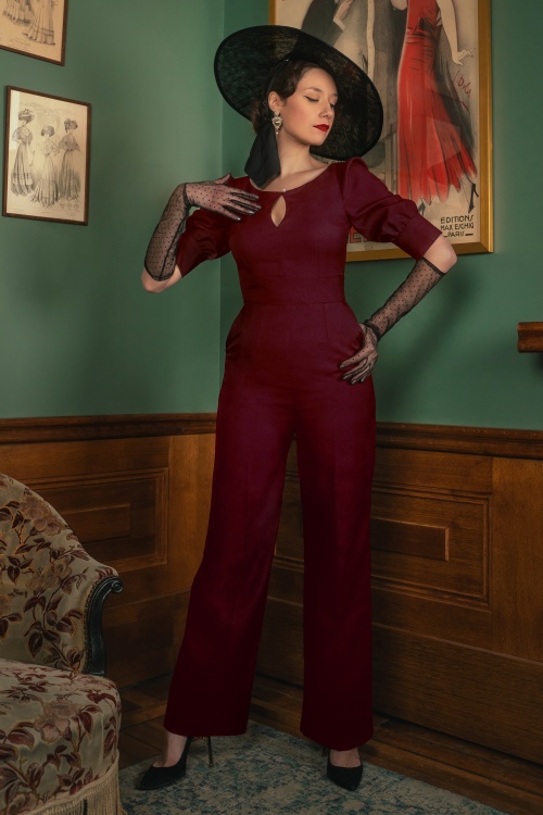 Vintage Diva - The Graziella jumpsuit in bordeauxrood