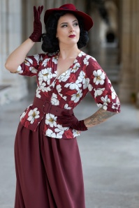 Miss Candyfloss - Ladivina Bo floral jumpsuit in wijnrood 2