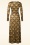 Vintage Chic for Topvintage - Mariana waaier print maxi jurk in mosterdgeel en bruin 3