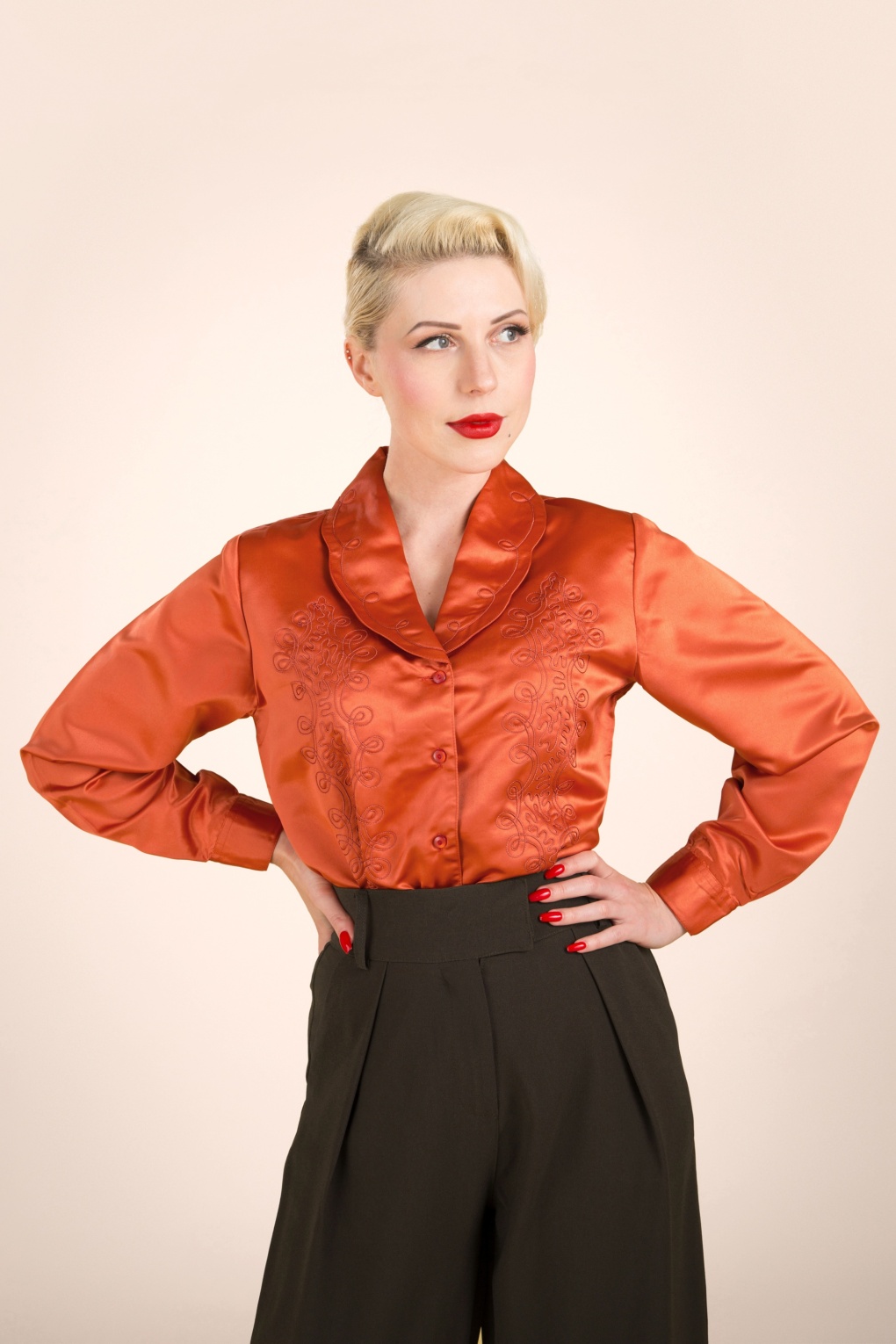 Chemisier H&M Orange Brûlé – Taille 36 – Occasion Très Bon état – Manches 3/4