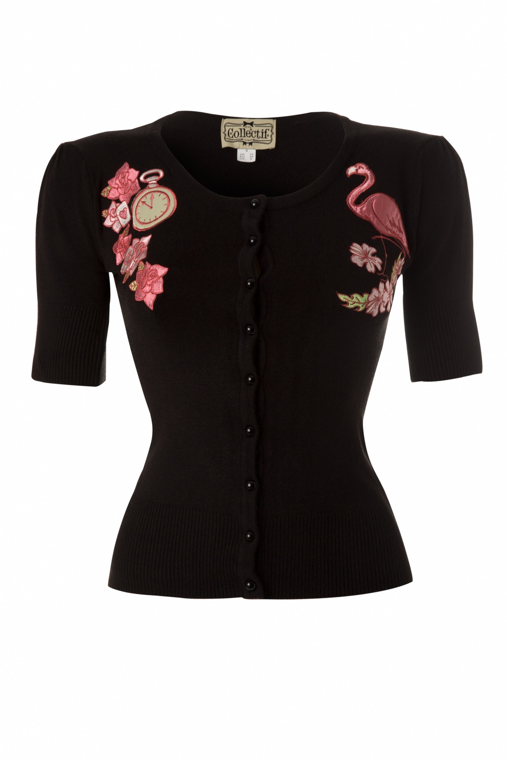 40s Katie Flamingo Cardigan Black