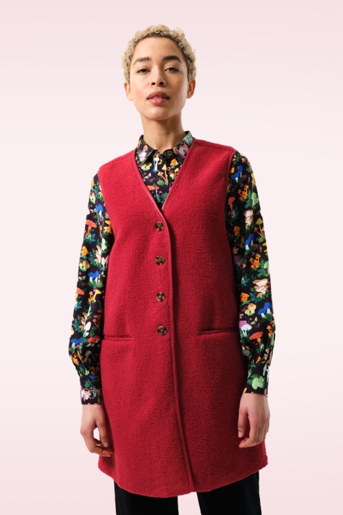 Louche - Cathel Borg lang gilet in rood 2