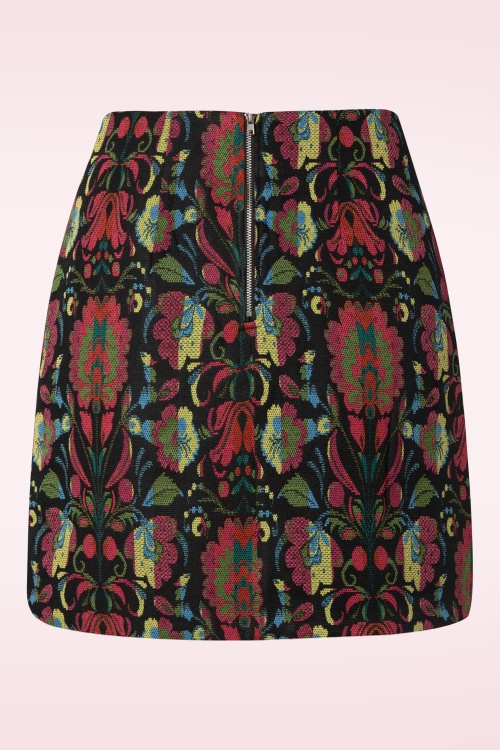 Louche - Aubin Folk jacquard minirok in zwart en multi 3