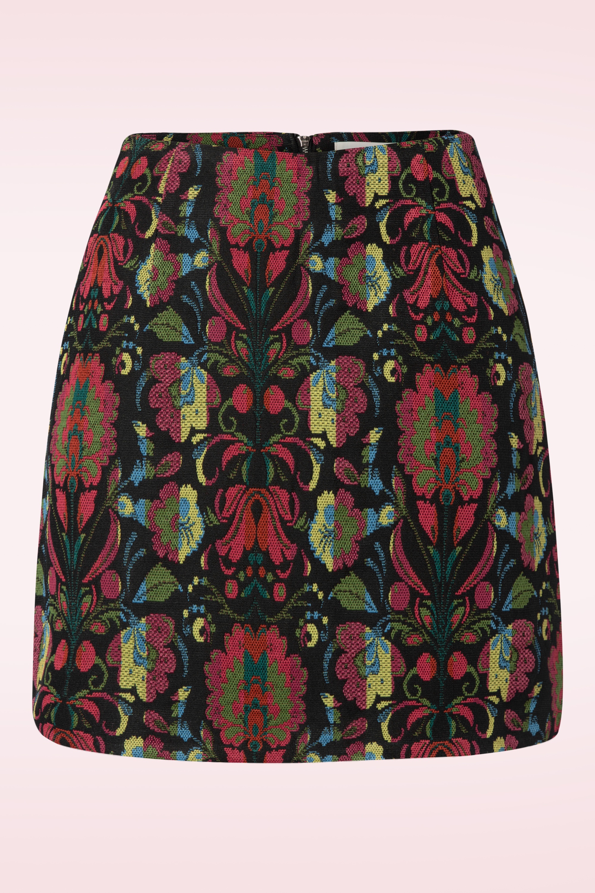 Louche - Aubin Folk jacquard minirok in zwart en multi