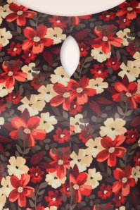 Vintage Chic for Topvintage - Topvintage exclusive ~ Martha floral swing jurk in zwart en oranje 2