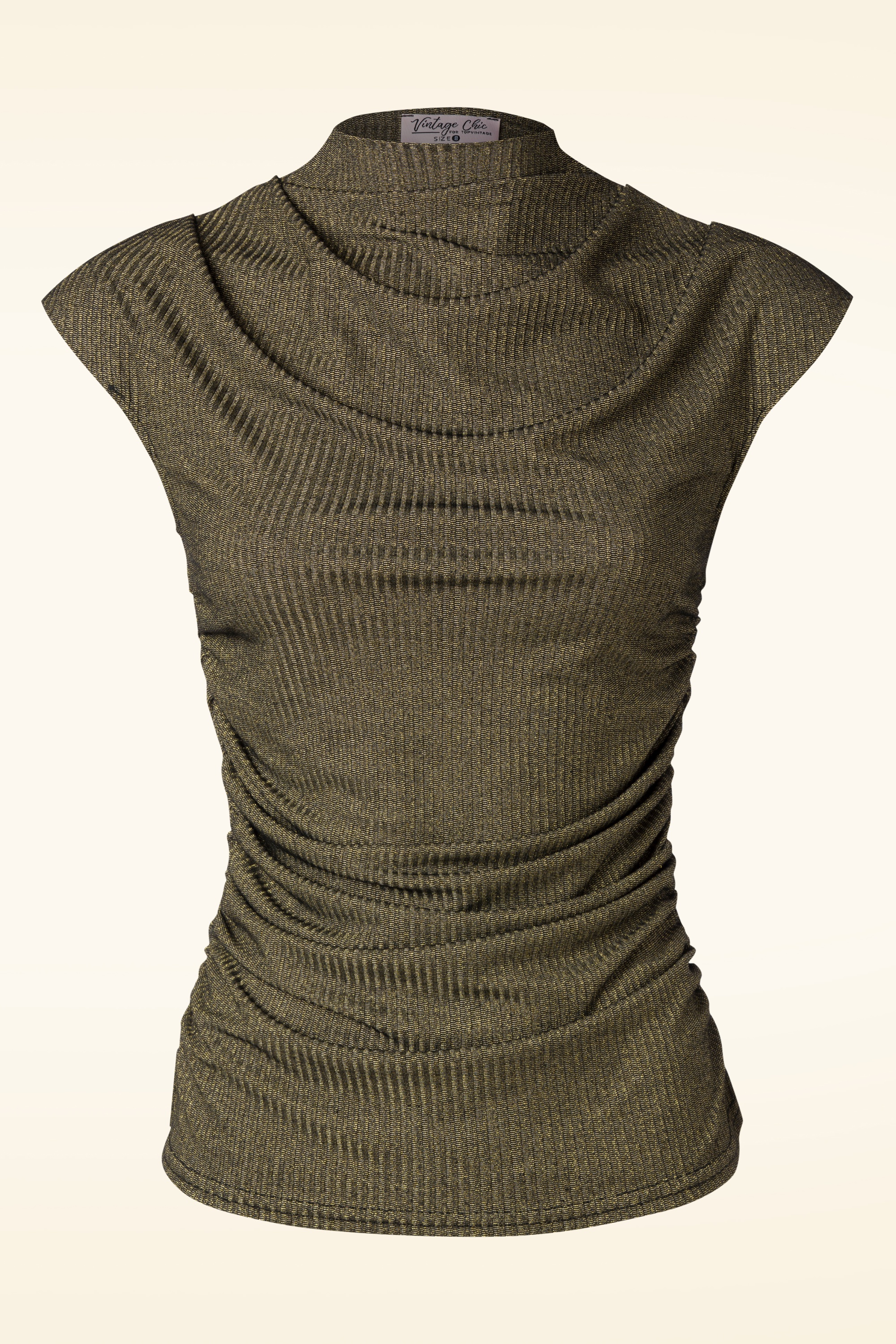 Vintage Chic for Topvintage - Iris mouwloze glitter top in goud