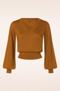 King Louie - Spiro V Neck Bellsleeve top in esdoorn oranje 2