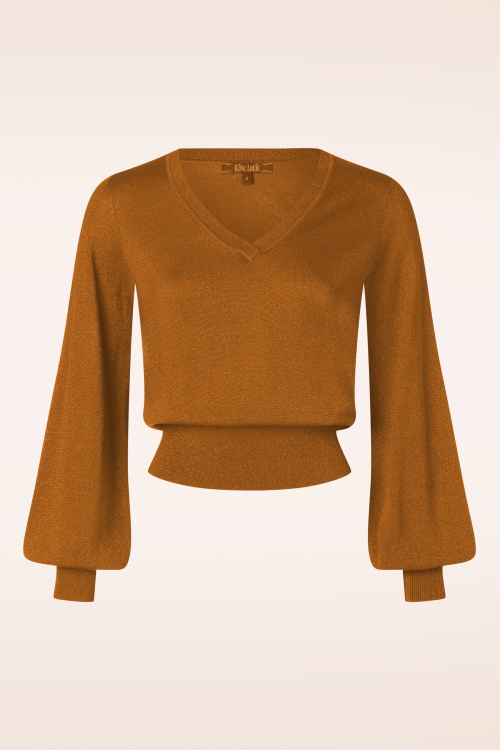 King Louie - Spiro V Neck Bellsleeve top in esdoorn oranje 2