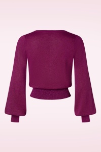 King Louie - Spiro V Neck Bellsleeve top in wild fuchsia 4