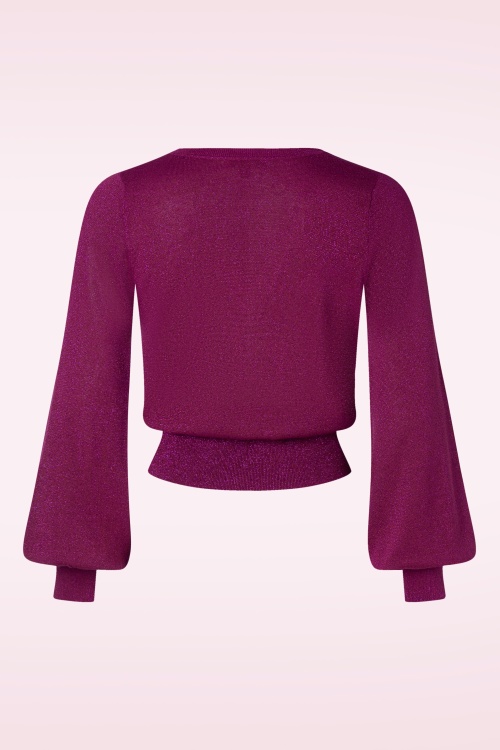 King Louie - Spiro V Neck Bellsleeve top in wild fuchsia 4