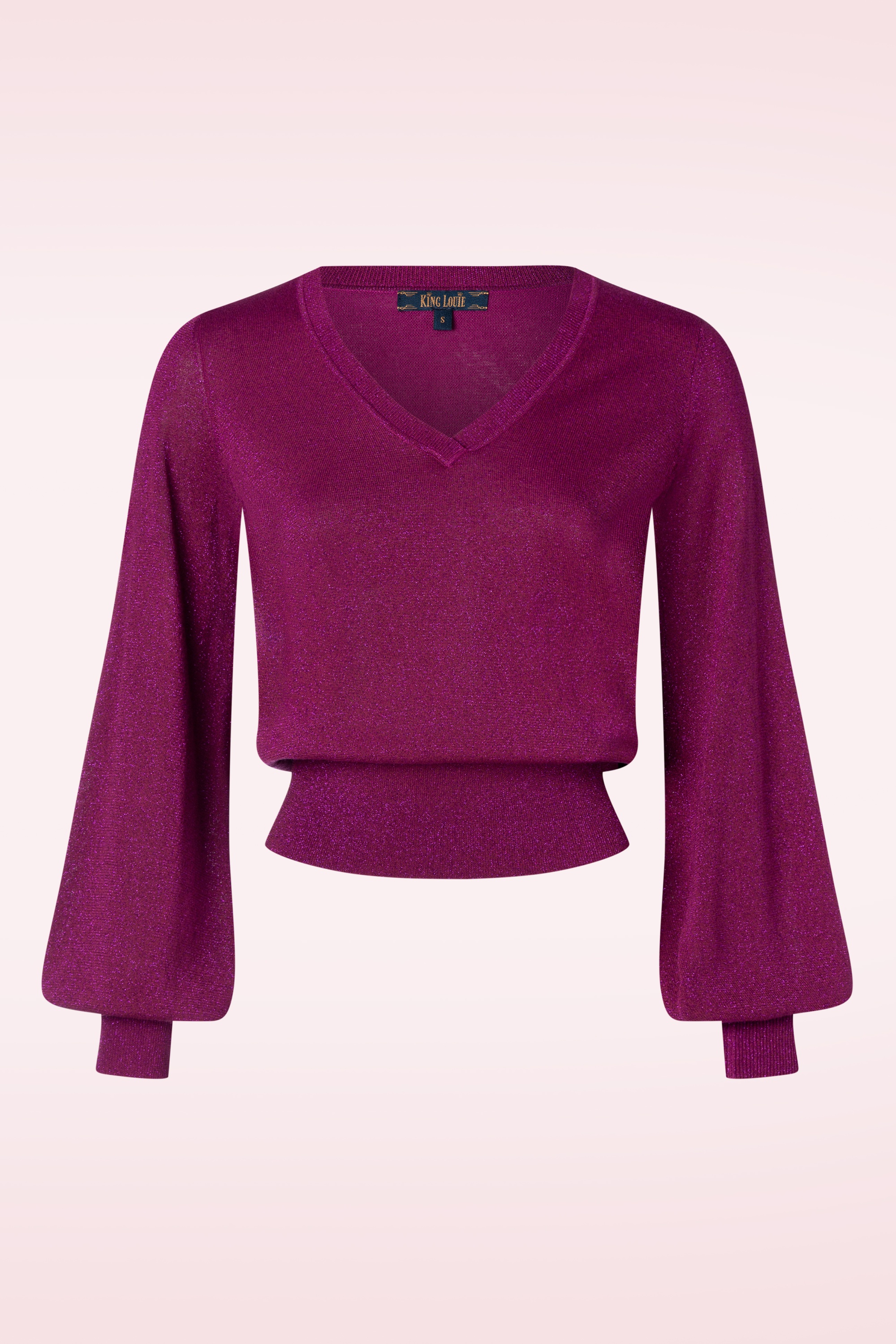 King Louie - Spiro V Neck Bellsleeve top in wild fuchsia 2