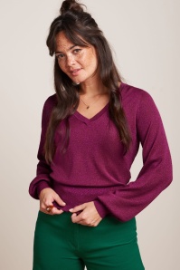 King Louie - Spiro V Neck Bellsleeve top in wild fuchsia