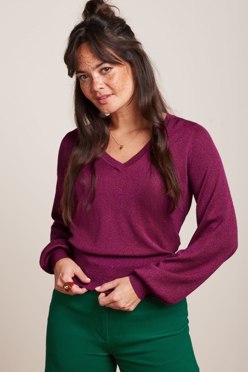 King Louie - Spiro V Neck Bellsleeve top in zwart