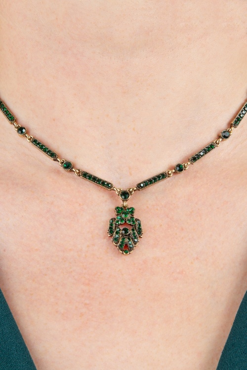 Lovely - Art Deco ketting in smaragdgroen