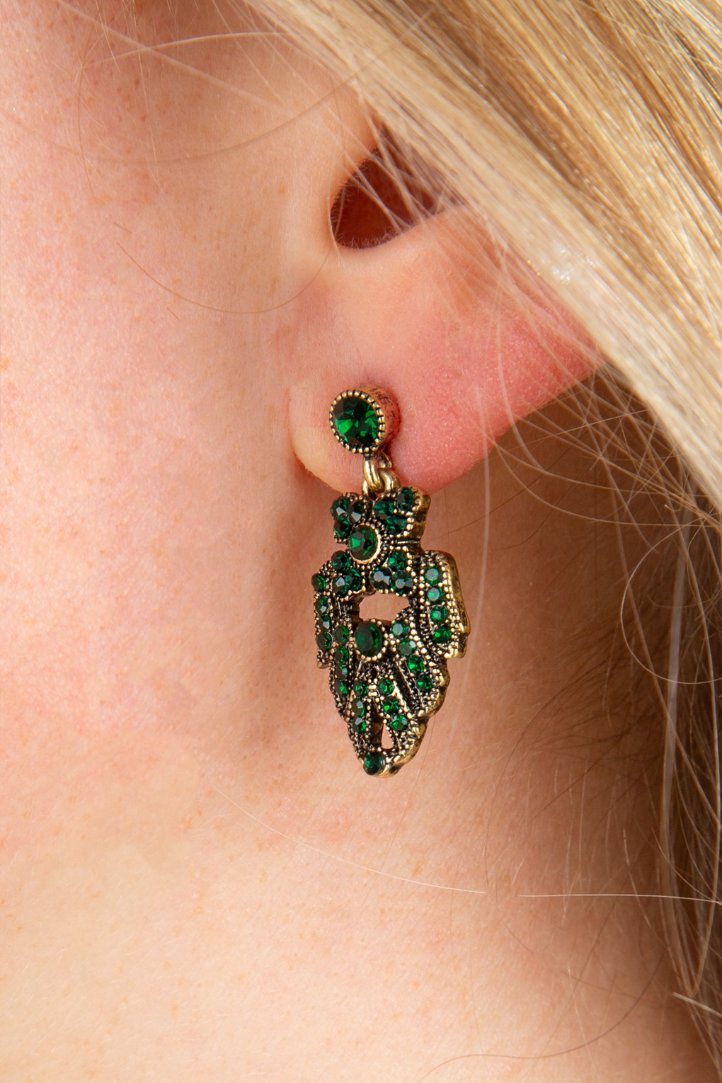 2024 Emerald Vintage Style 1920s Dropper Earrings | Crystal Statement Earrings | Silver Plated | Vintage Earrings | Red Carpet Earrings