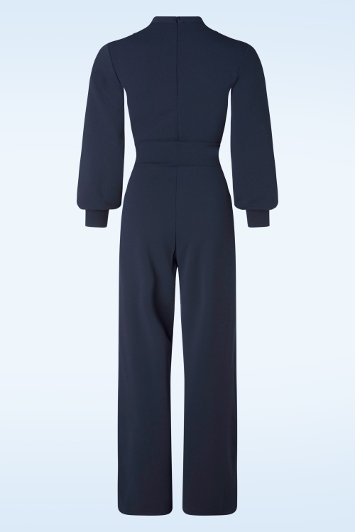 Very Cherry - Emmylou jersey crepe jumpsuit in marineblauw 3