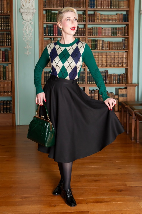 Long black skirt 50s best sale