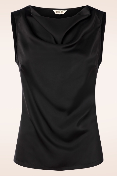 Banned Retro - Drape Evening top in zwart 2