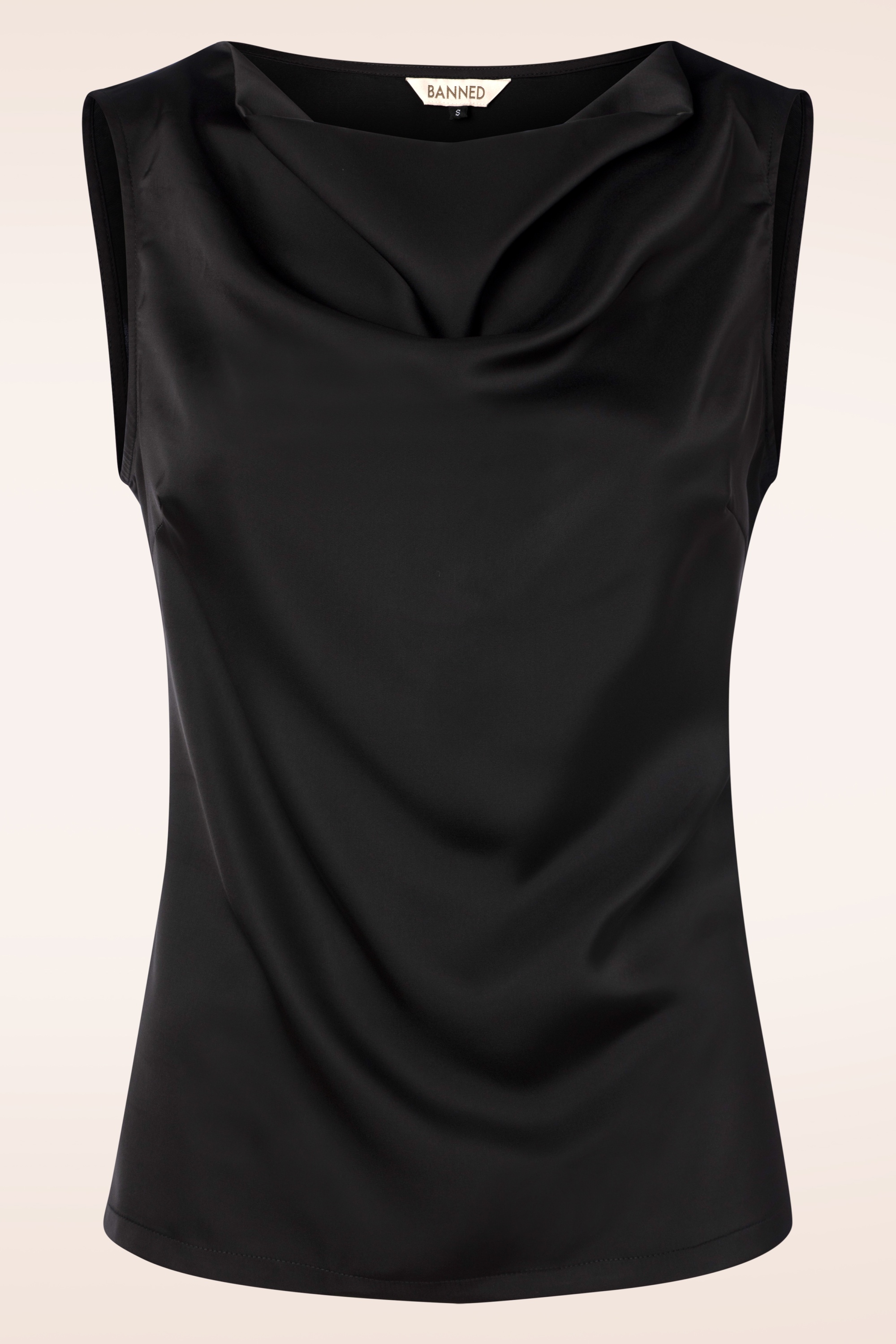 Banned Retro - Drape Evening top in zwart 2