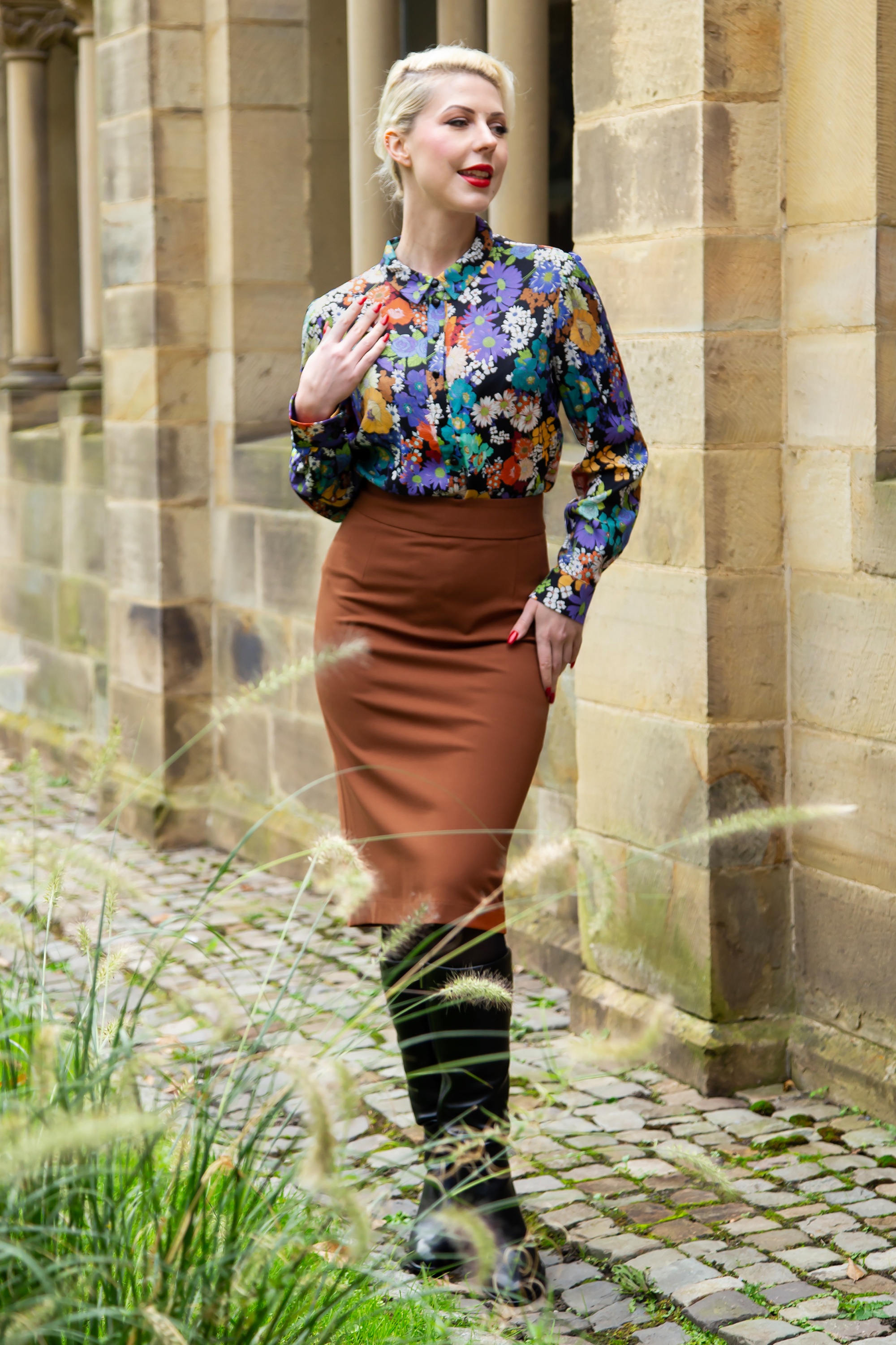 50s Classic Pencil Skirt in Cognac