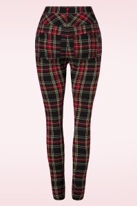 Banned Retro - Tilly Tartan broek in zwart en rood 4