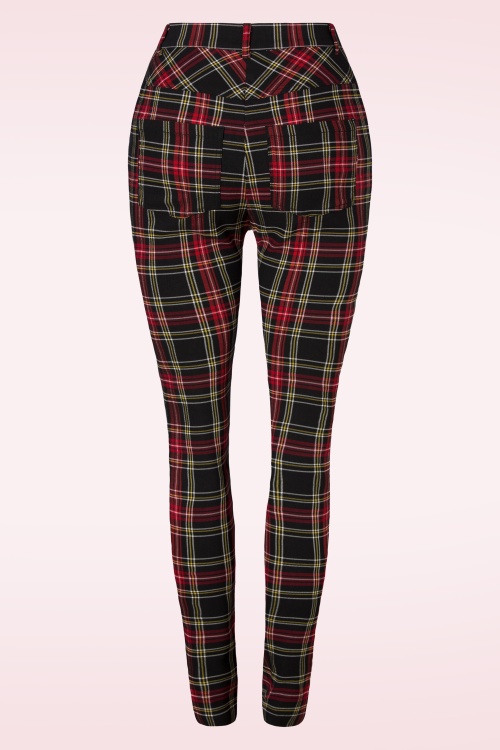 Banned Retro - Tilly Tartan broek in zwart en rood 4