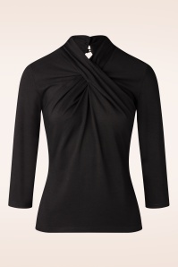 Banned Retro - Sophia evening jersey top in zwart