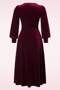 Timeless - Vanity Velvet Flared midi jurk in bordeauxrood 3