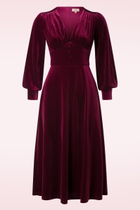 Timeless - Vanity Velvet Flared midi jurk in bordeauxrood