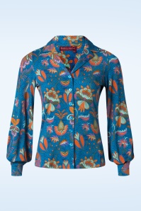 Bakery Ladies - Monica Flowerbomb blouse in saffierblauw