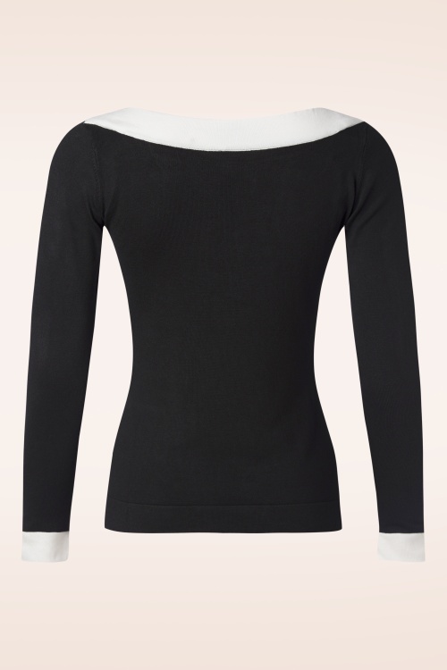 Zilch - Boatneck Two Tone top in zwart en wit 3