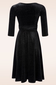 Vintage Chic for Topvintage - Topvintage exclusive ~ Aria Velvet Glitter swing jurk in zwart 3