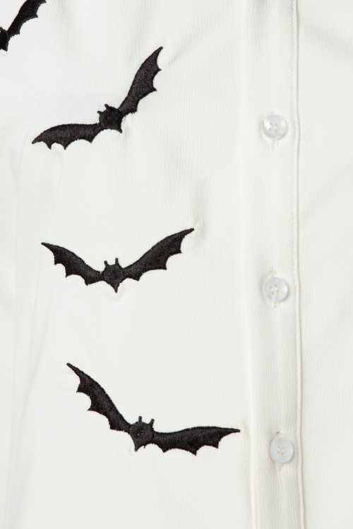 Banned Retro - Night Bat blouse in wit 3