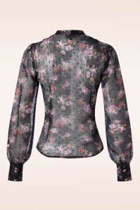 Banned Retro - Rosa blouse in zwart 3