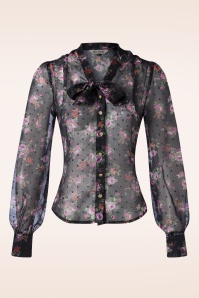 Banned Retro - Rosa blouse in zwart