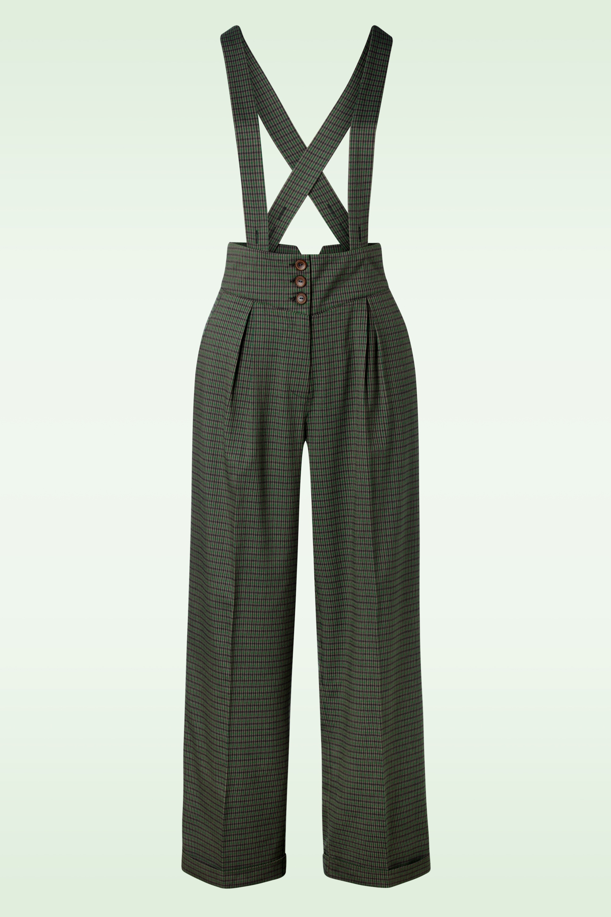 Banned Retro - Jenny Check pantalon in groen