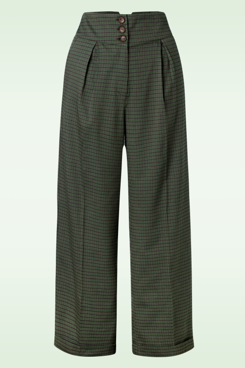 Banned Retro - Jenny Check pantalon in groen 2