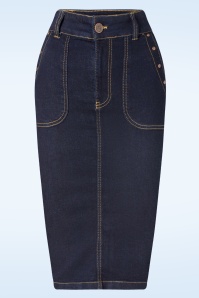 Queen Kerosin Denim Pencil Skirt in Rinsed Wash Blue Shop at Topvintage