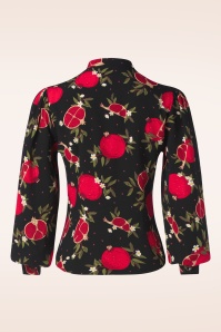 Banned Retro - Pomegranate blouse in zwart 3