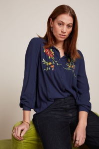 King Louie - Maisie Dakota embroidery blouse in avondblauw