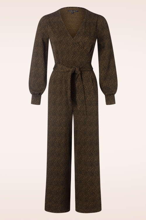 King Louie - Zita Ruby jumpsuit in jacquard zwart 2