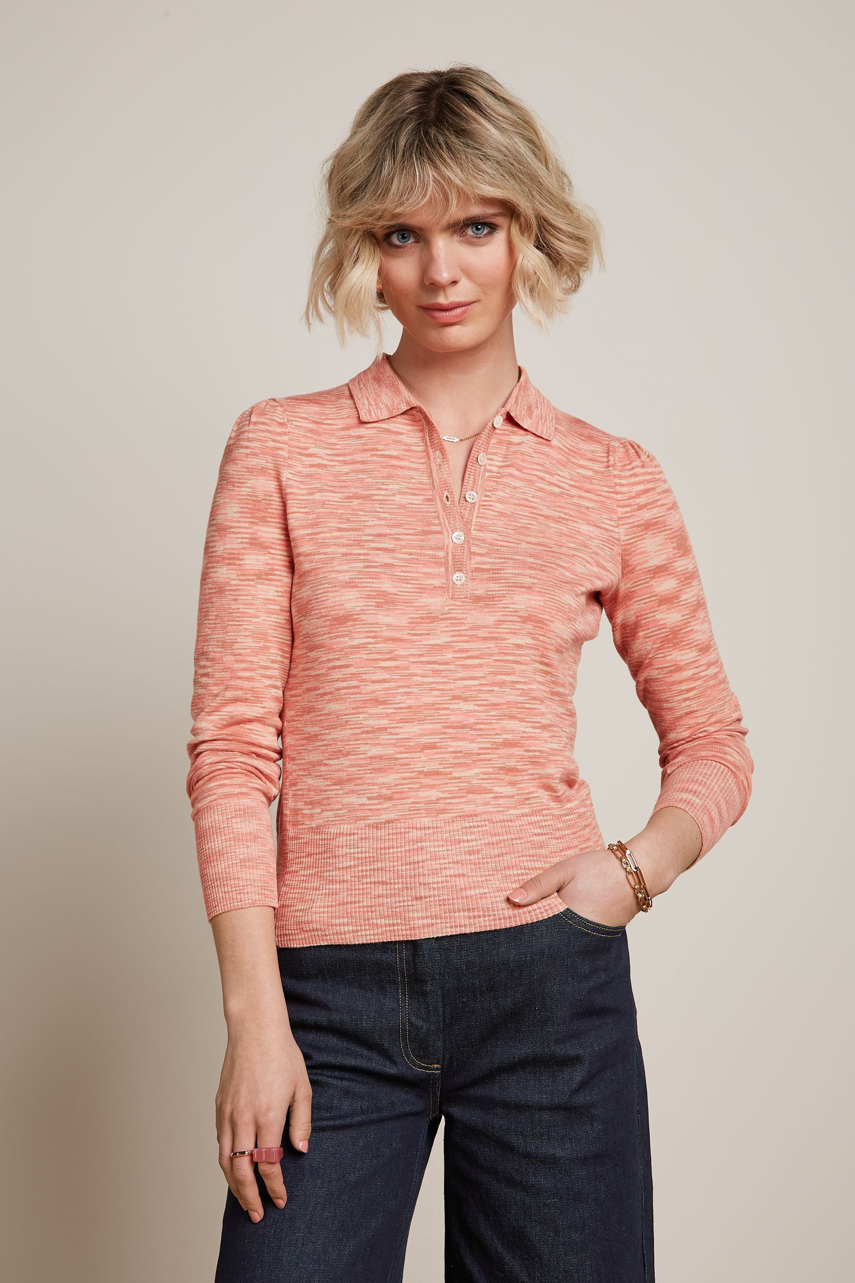 King Louie - Polo Sham top in dusty rose