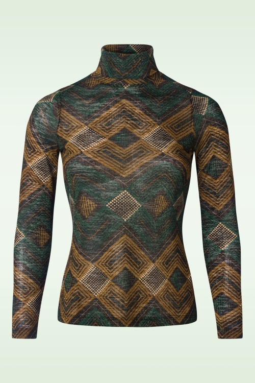 King Louie - Betsy Morrison Rollneck top in pine groen 2