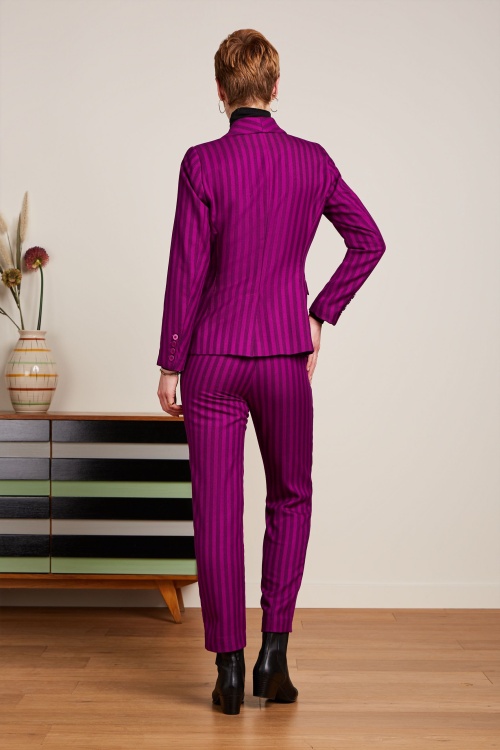 King Louie - Brooke Metro Stripe blazer in wild fuchsia 3